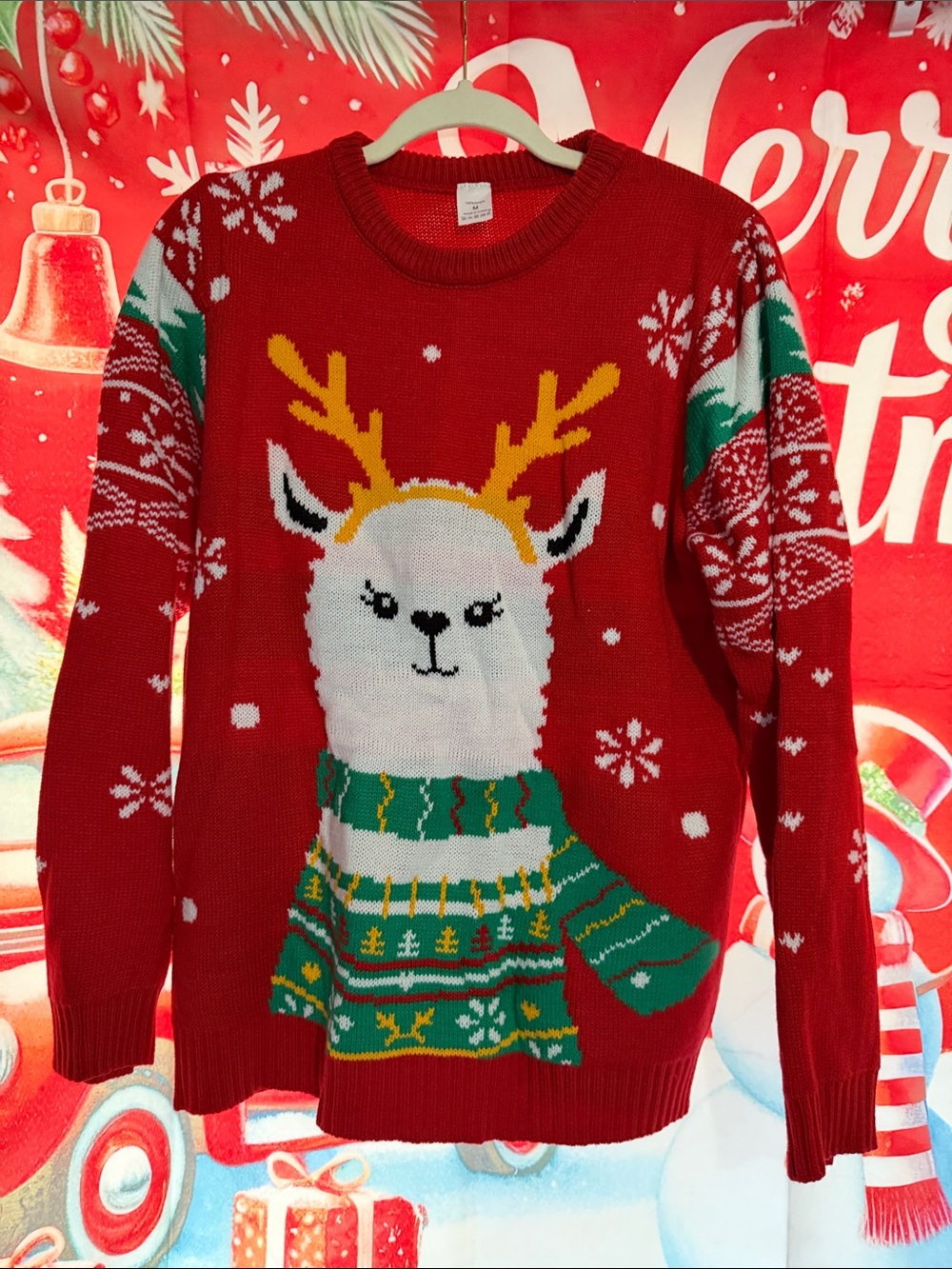Holiday Red Llama Knit Sweater